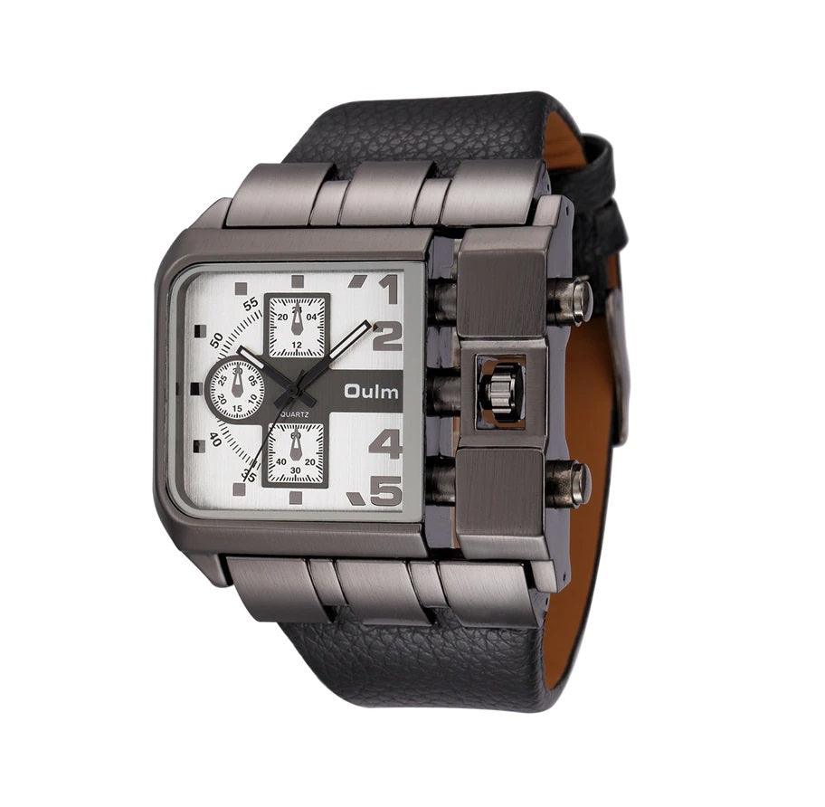 OULM Super Big Square Dial Wide Strap Wristwatch - TIMEDIUM