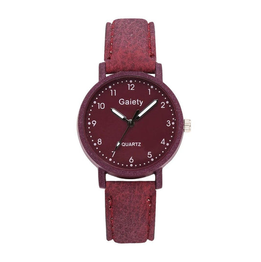 Gaiety Elegant Leather Strap Ladies Watch - TIMEDIUM