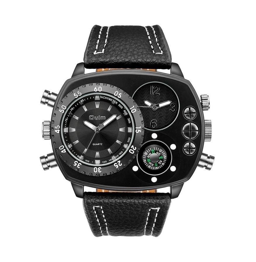 OULM Genuine Leather Big Dial Wristwatch - TIMEDIUM