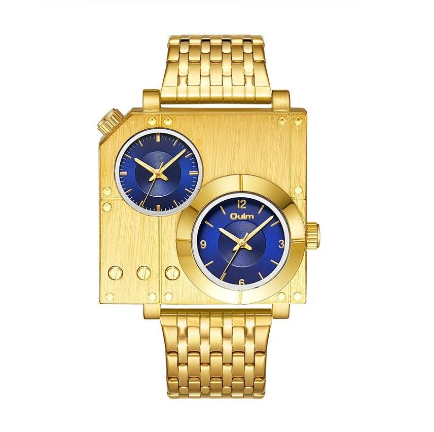 OULM Golden Quartz Unique Male Watch - TIMEDIUM