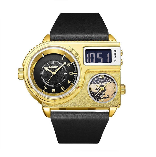 OULM Two Time Zone Big Dial Wristwatch - TIMEDIUM